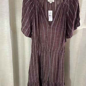 LOFT Women's Purple Striped Midi Dress